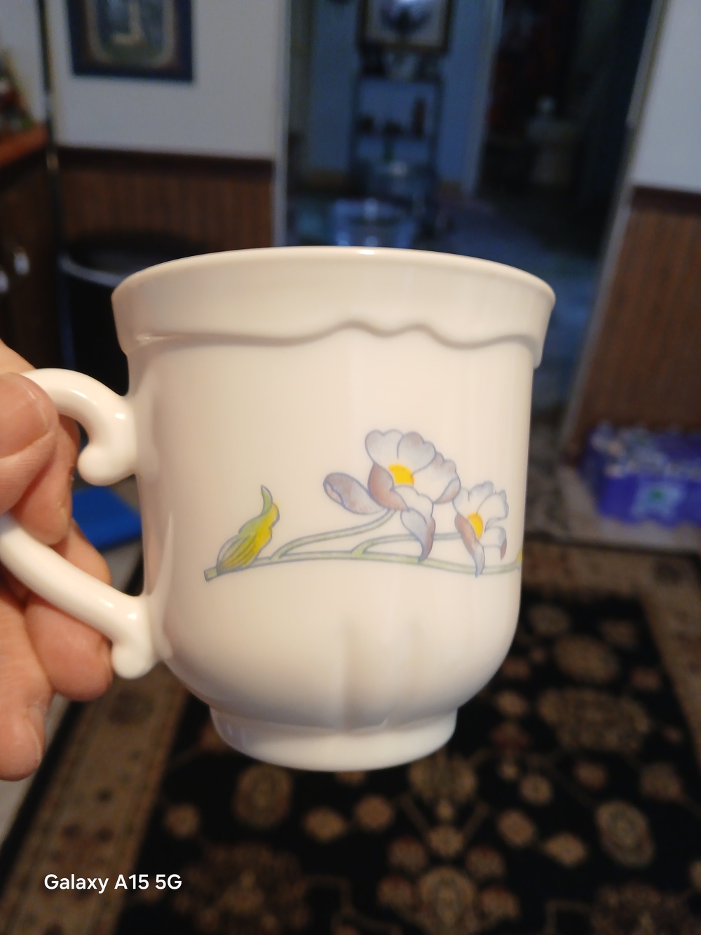 White Floral Ceramic Coffee Mug with Pastel Flower Design